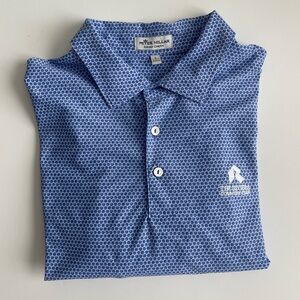 Peter Millar Summer Comfort Blue Patterned Polo Shirt - Large